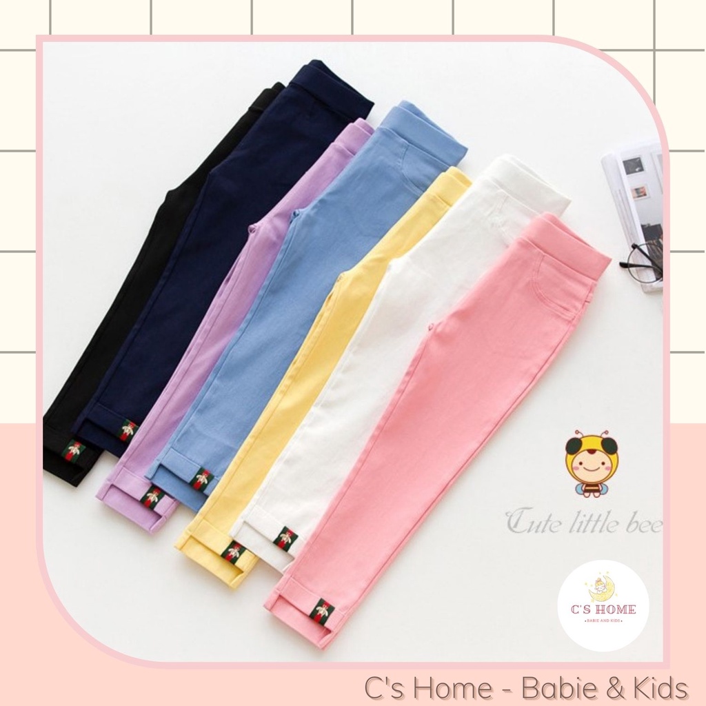 Quần kaki dài trơn màu cho bé gái, quần tregging phá cách, năng động size 110 - 150 (4 - 8 tuổi)