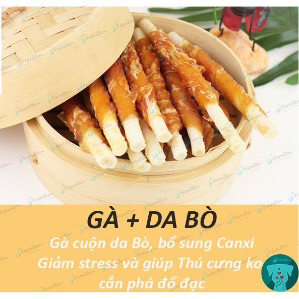 [BEST SELLER]Treat Thưởng Thơm Ngon JFamille, Thanh Gà Cuộn Xương Canxi Sữa, Bổ Sung Vitamin&amp;Khoáng Chất. JF39
