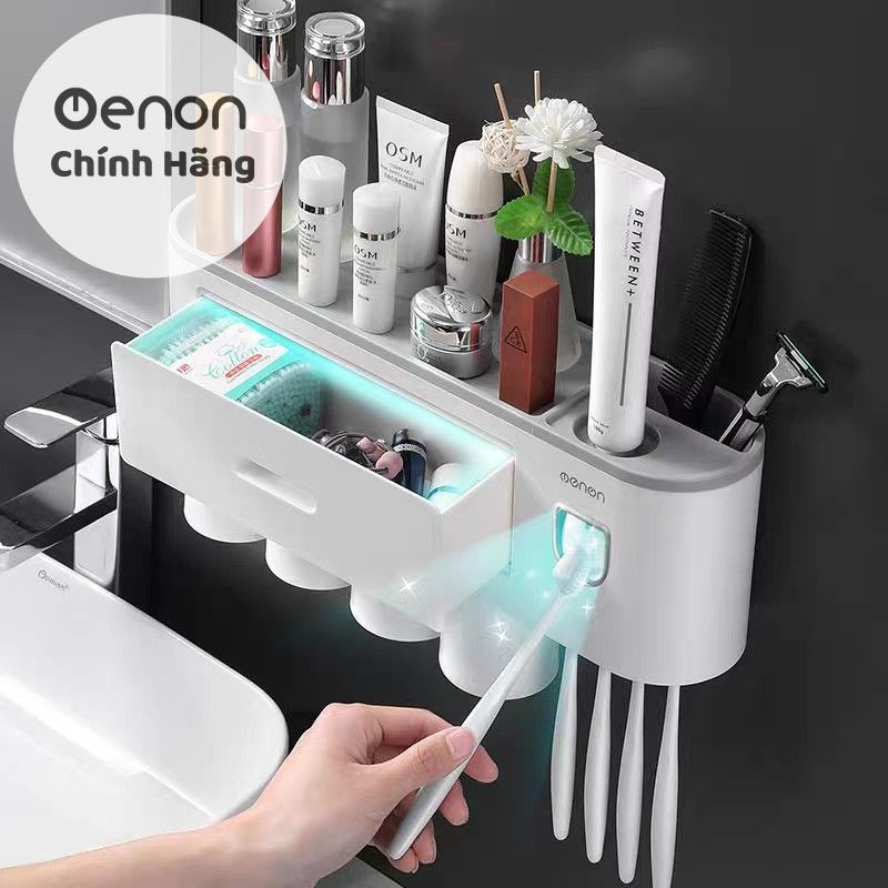 Kệ Phòng Tắm Thông Minh OENON Kèm Cốc, Bộ Nhả Kem Đánh Răng Tự Động Thông Minh (Sản Phẩm Đã Bao Gồm Miếng Dán)