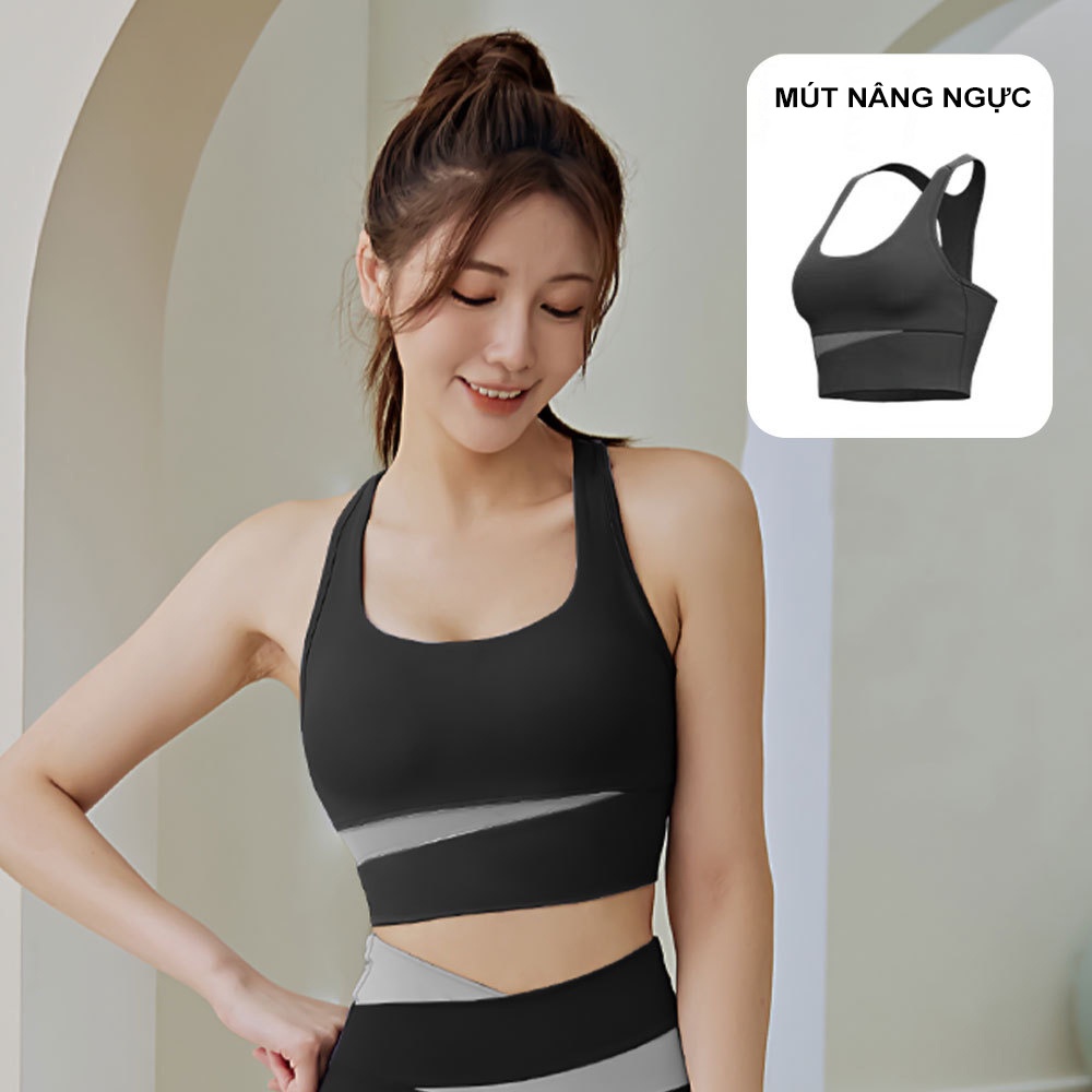 Bộ Quần Áo Tập Gym Yoga Nữ Cao Cấp Thấm Hút Mồ Hôi Có Mút Ngực