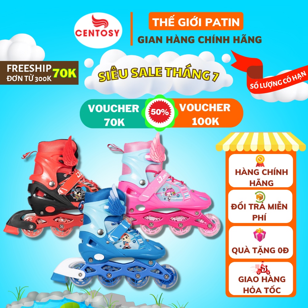 Giày Trượt Patin Centosy Measin Có Bánh Đèn Phát Sáng, Giày Trượt PatinTrẻ Em Có Thể Điều Chỉnh Size, Tặng Kèm Cánh