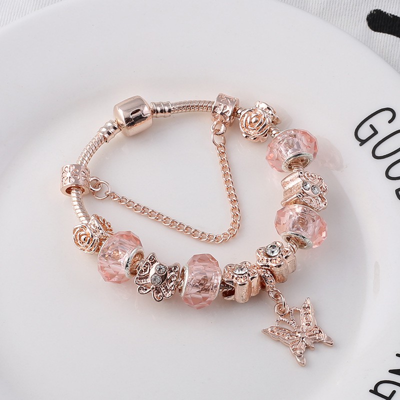 [Hàng Order] [ sẵn hàng] Vòng tay charm mạ bạc vòng tay nữ DIY tô điểm hình con bướm mã OT05