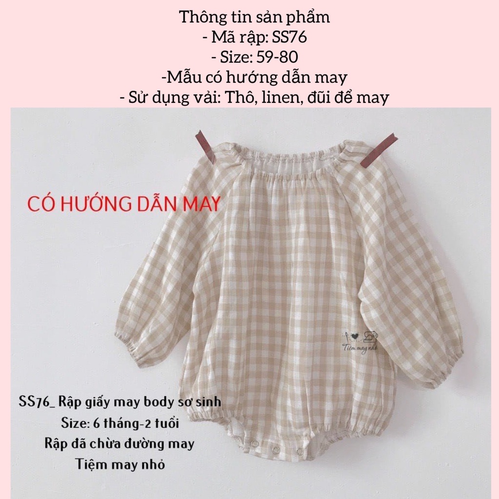 Rập giấy may body tay raglan cho bé_SS76
