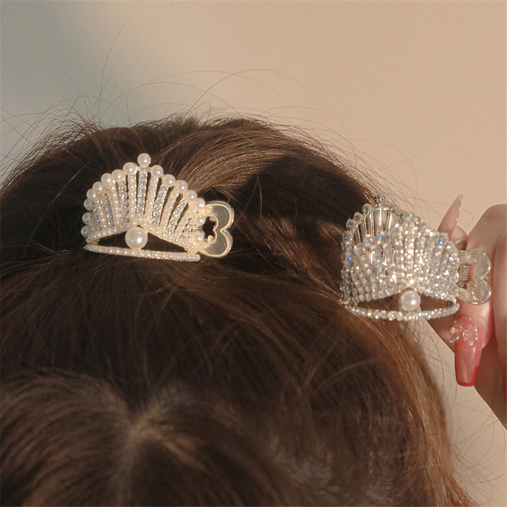 trâm cài tóc Kẹp Tóc Hình Vương Miện Đính Đá Ngọc Trai Nhân Tạo Phong Cách Hàn Quốc Thời Trang Mùa Hè Cho Nữ