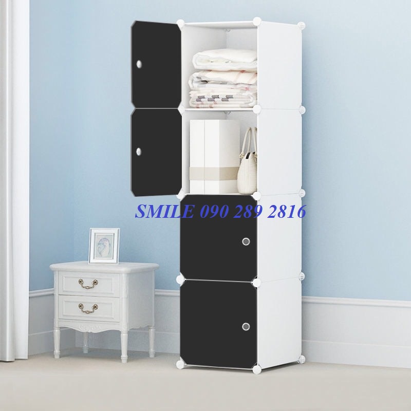 {BẢO HÀNH 1 NĂM} TỦ NHỰA LẮP GHÉP THÔNG MINH 4 Ô SÂU 37_47 CM ( chọn màu theo phân loại)