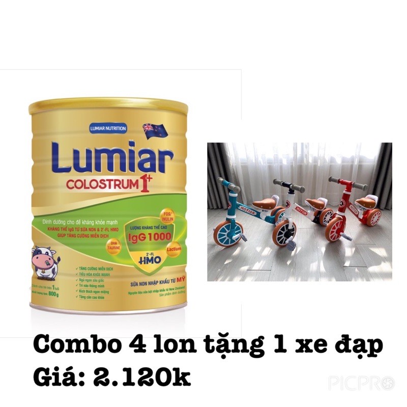 Tặng quà - combo 4 lon sữa bột Lumiar colostrum 1+ 800g