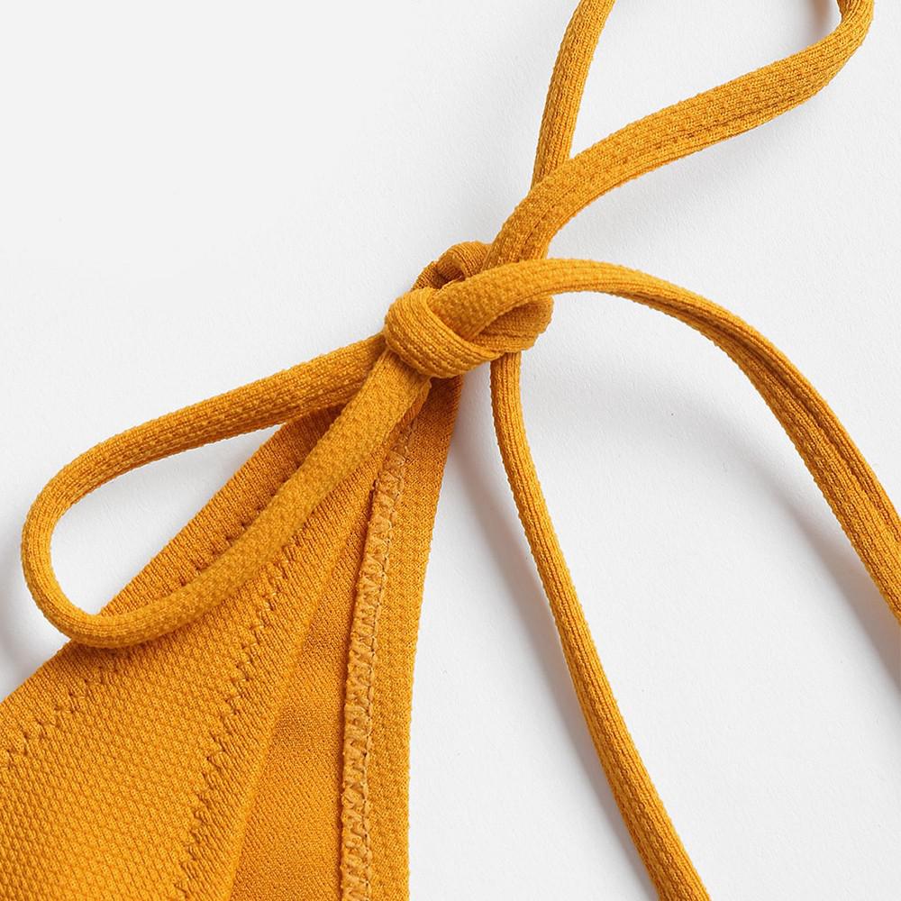 Bikini màu trơn phối dây cột quyến rũ
