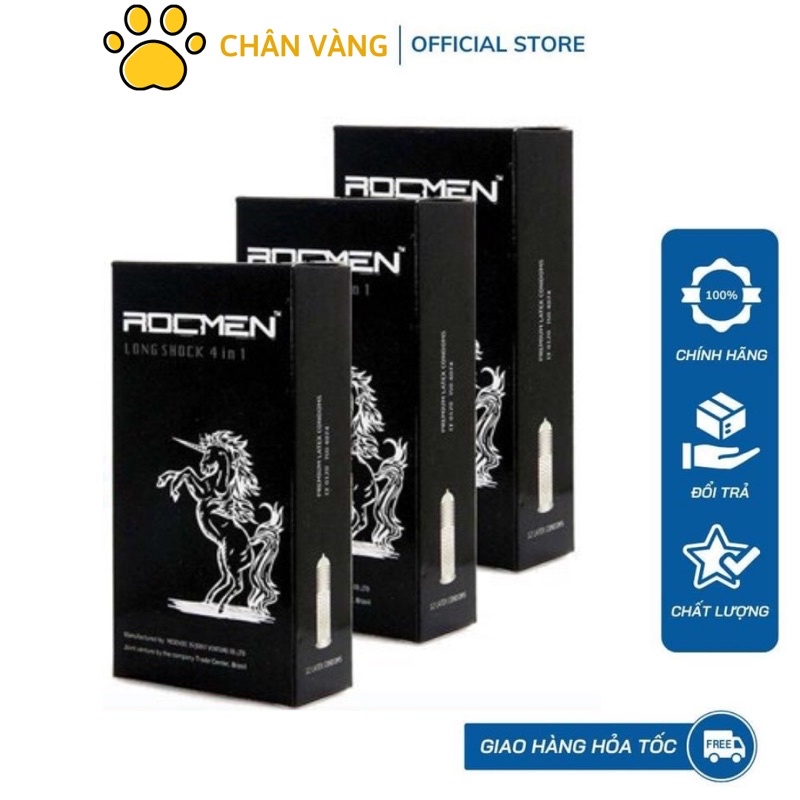 Bao Cao Su Gân Gai Kéo Dài Thời Gian ROCMEN Long Shock Hộp 12 Bao