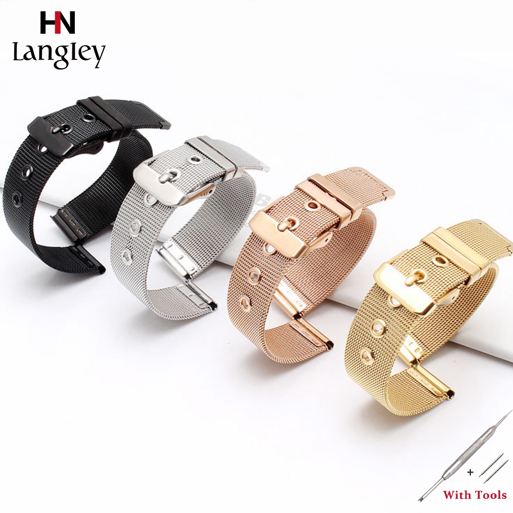 Ultra Thin Milanese Straps Wristwatch Bracelet Link Bands 304 Stainless Steel Mesh Wristband 18mm 20mm 22mm 24mm