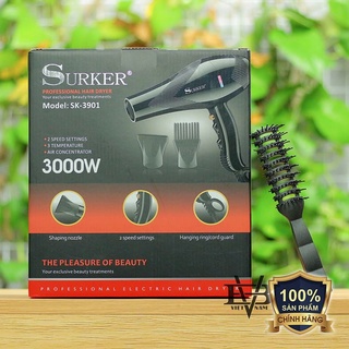 [BẢO HÀNH 6 THÁNG] Máy sấy tóc Surker SK 3901 chính hãng công suất thật 3000w + Tặng lược sấy tóc Chaoba cao cấp