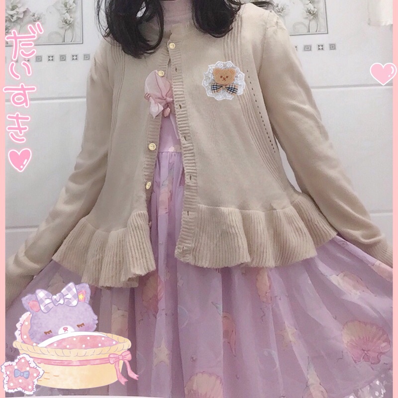 Áo khoác len bolero lolita cardigan viền bèo (pass)