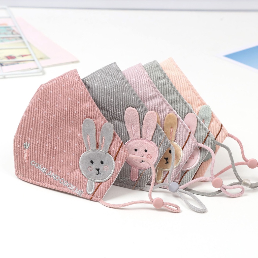 Khẩu Trang Chống Bụi Thoáng Khí In Hình Thỏ Dễ Thương Có Thể Tái Sử Dụng Cho Bé 2-10 Tuổi