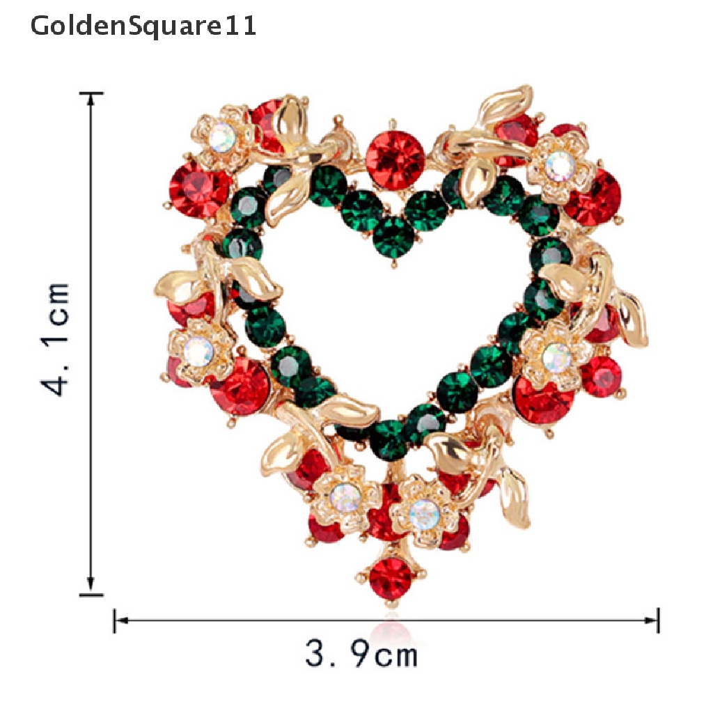 [GoldenSquare11] Fashion Unisex Heart  Garland Rhinestone Snowman Christmas Brooch Pin Xmas Gift [GoldenSquare11]