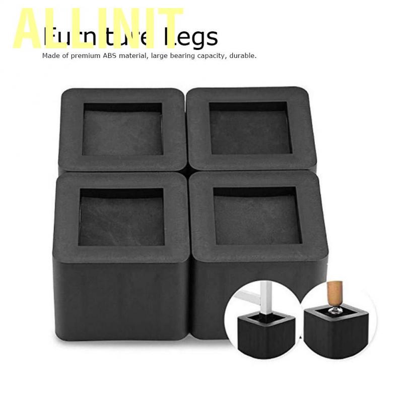 Allinit 4PCS adjustable bed risers  durable stackable Square black legs moisture-proof insect-proof for sofa