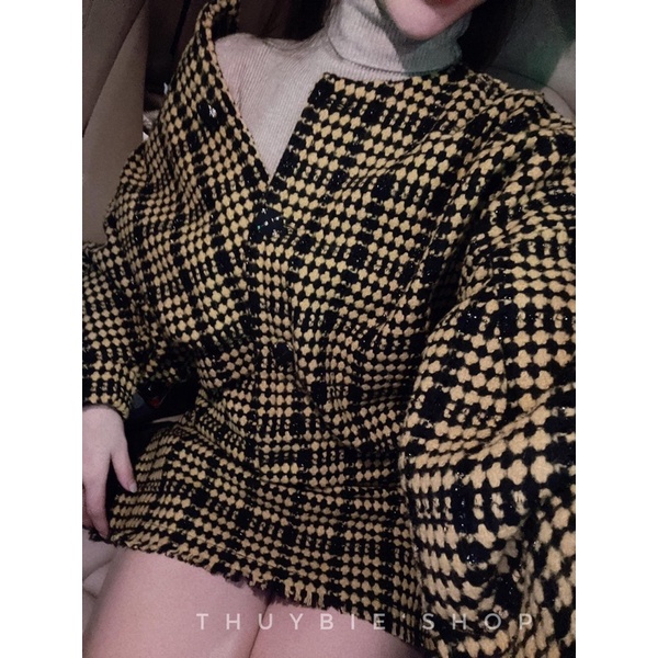 Set áo khoác cv dạ tweed