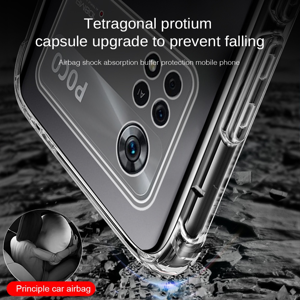 Ốp điện thoại LENUO silicone trong suốt có túi khí chống sốc cho Xiaomi Poco X3 Pro X3 NFC M4 Pro F3 M3 Pro X4 Pro 5G