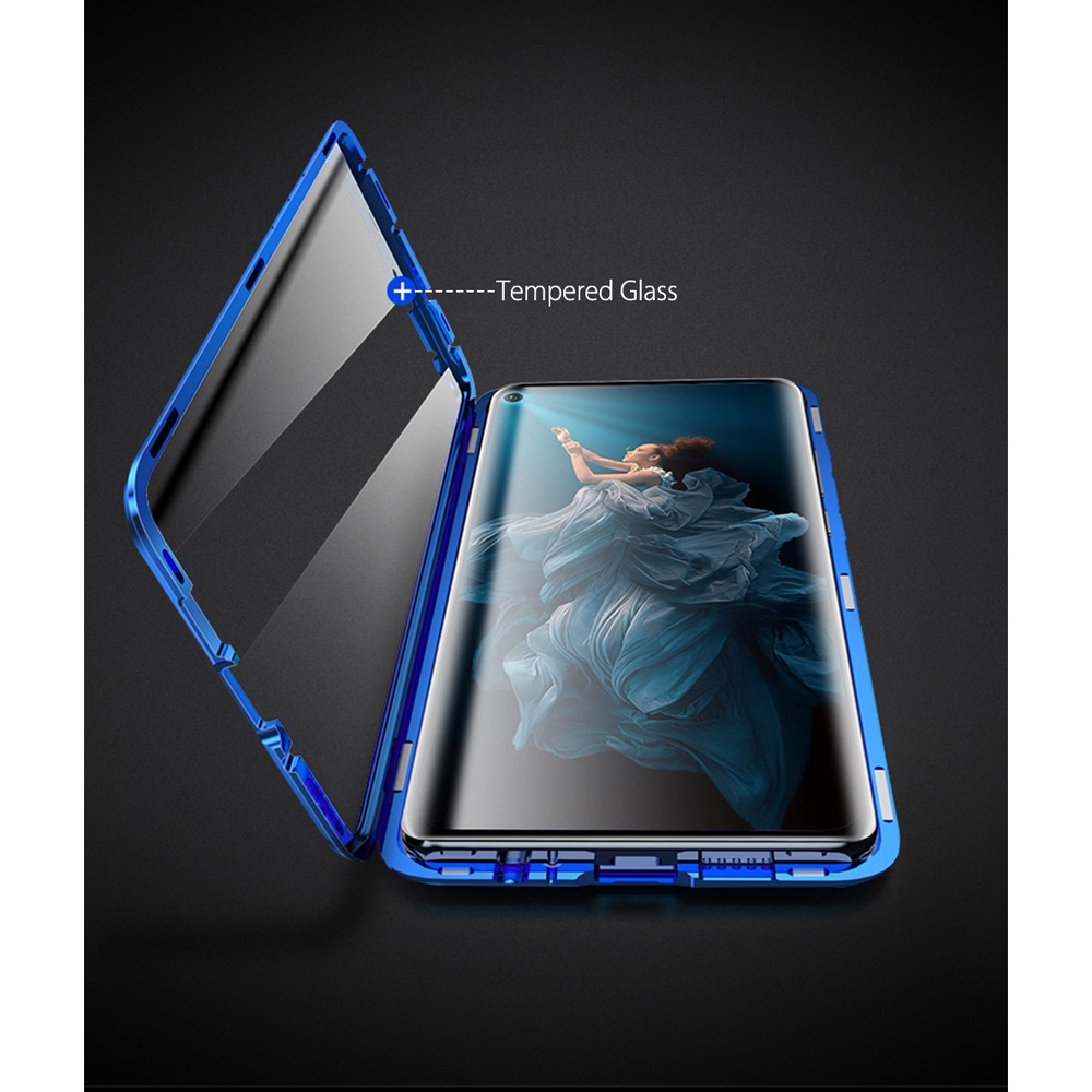 Ốp điện thoại kính cường lực hai mặt viền kim loại nam châm cho Xiaomi Redmi 8 8A 9 9A 10 Pro 10X 5G Note 7 Pro K20 K30