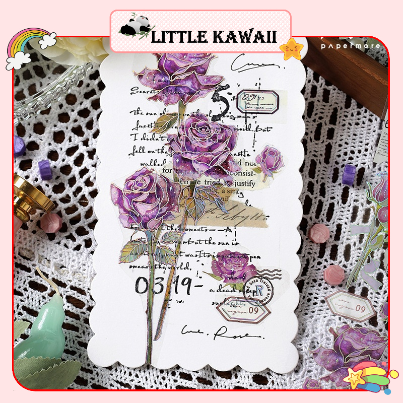 Masking tape kiêm sticker hoa flower trang trí phong cách vintage