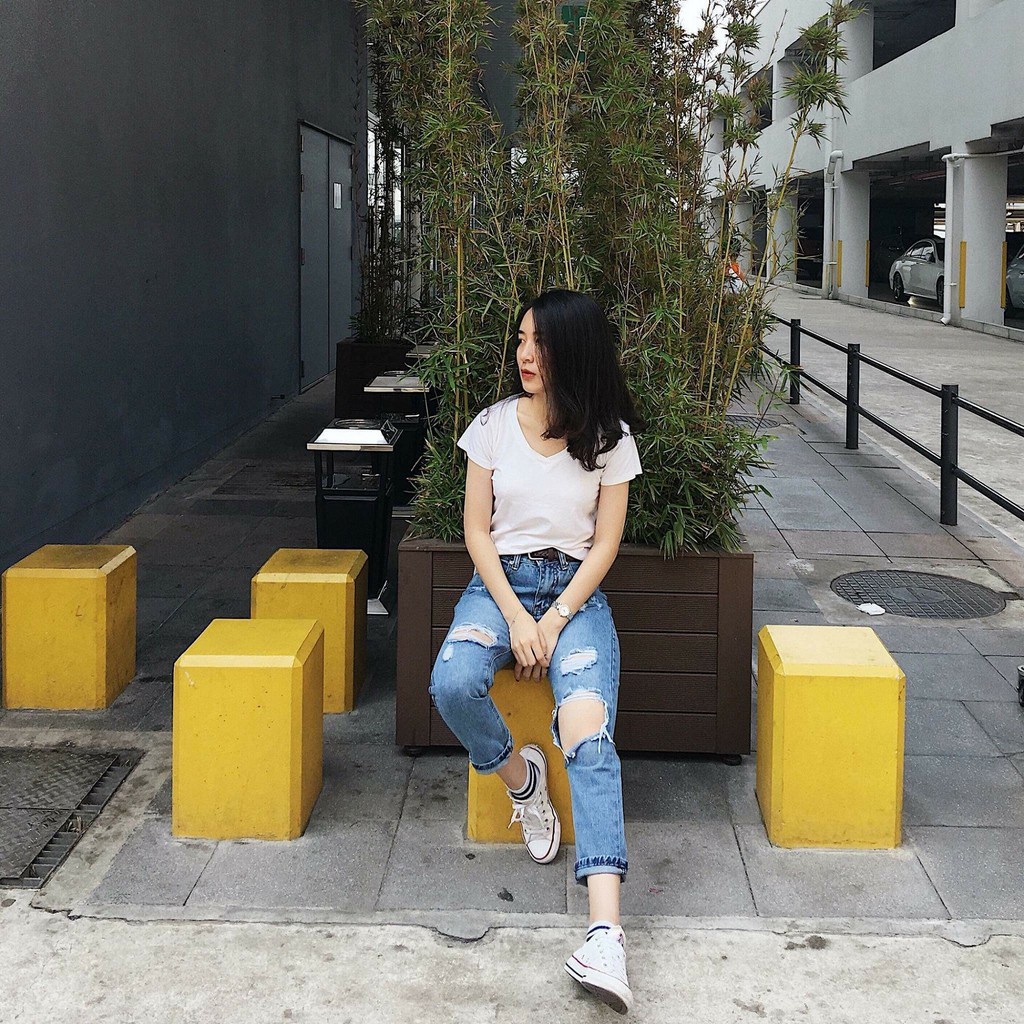 ÁO PULL CỘC TAY CỔ TIM XUẤT