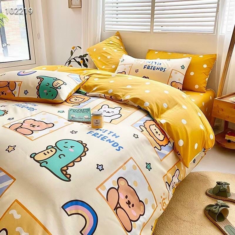 Bộ chăn ga và gối cotton living-thú xinh