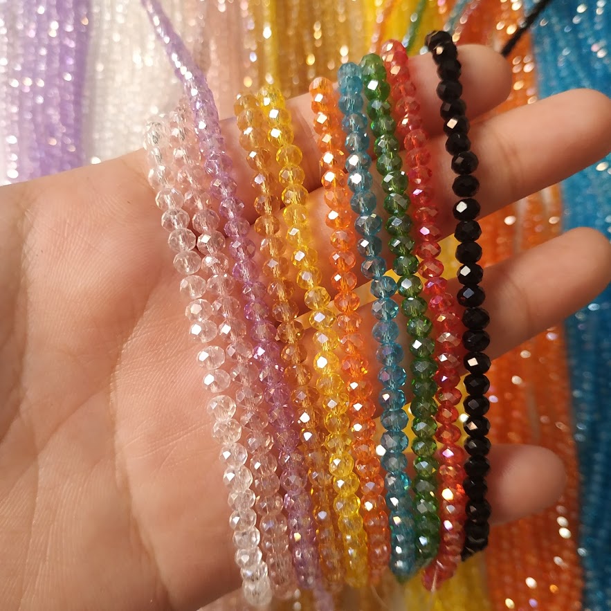 Dây hạt pha lê bánh cam 4mm nhiều màu (khoảng 120 viên) - Nguyên liệu làm vòng, handmade đẹp
