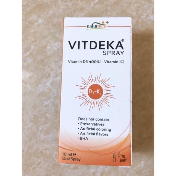 Vitdeka Spray d3k2 Dạng Xịt Bổ Sung Vitamin D3K2, Tăng Cường Hấp Thu Canxi Cho Trẻ Hộp 10ml