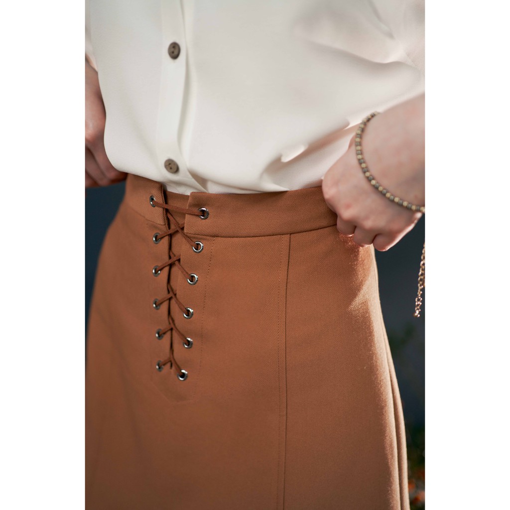 Chân váy mini nâu bò buộc dây Ziczac 1CV1008 ADORE DRESS | BigBuy360 - bigbuy360.vn