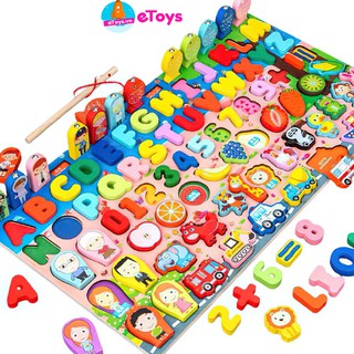 Đồ chơi thông minh cho bé phát triển trí tuệ, Xếp hình câu cá học chữ số 7in1 cao cấp ETOYS