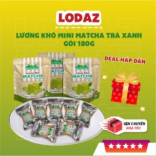 Lương khô mini matcha trà xanh, bánh quy nén dinh dưỡng,bổ sung vitamin và energy, ăn vặt tiện lợi gói 180gr 12 cái