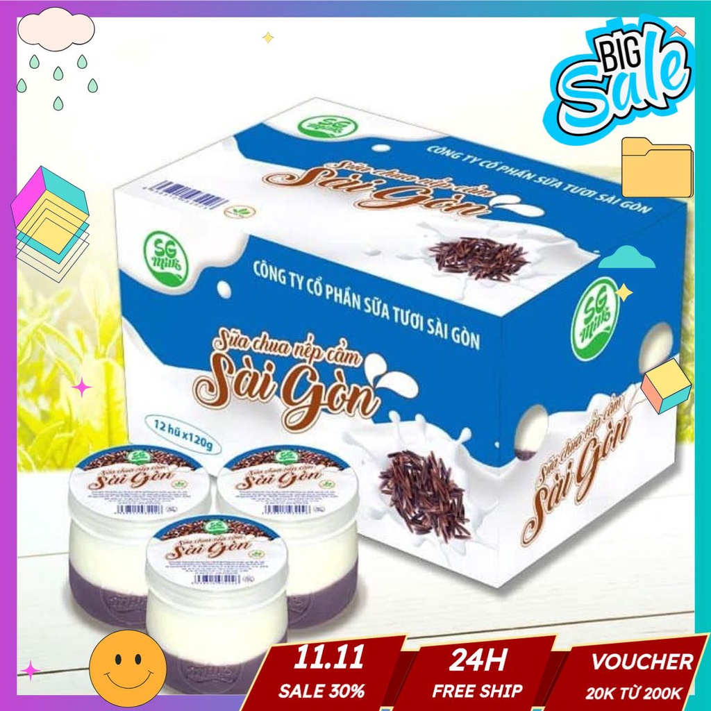 Sữa chua nếp cẩm SG Milk 12 hủ 120g/thùng