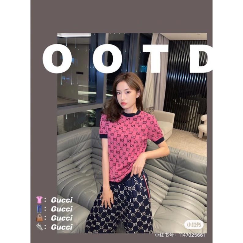 Set áo thun kết hợp quần dài họa tiết logo Gucci GG GC thời trang cao cấp ! Xịn