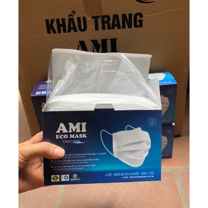 Khẩu trang y tế 4 lớp AMI hàng chuẩn công ty (Hộp 50 cái)