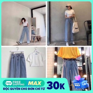 Quần jeans suông ống rộng ms08