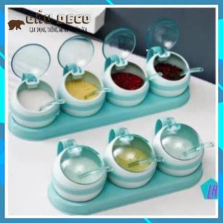 Hũ đựng gia vị bằng nhựa - FREESHIP - Có nắp đậy, set 3-4 hũ