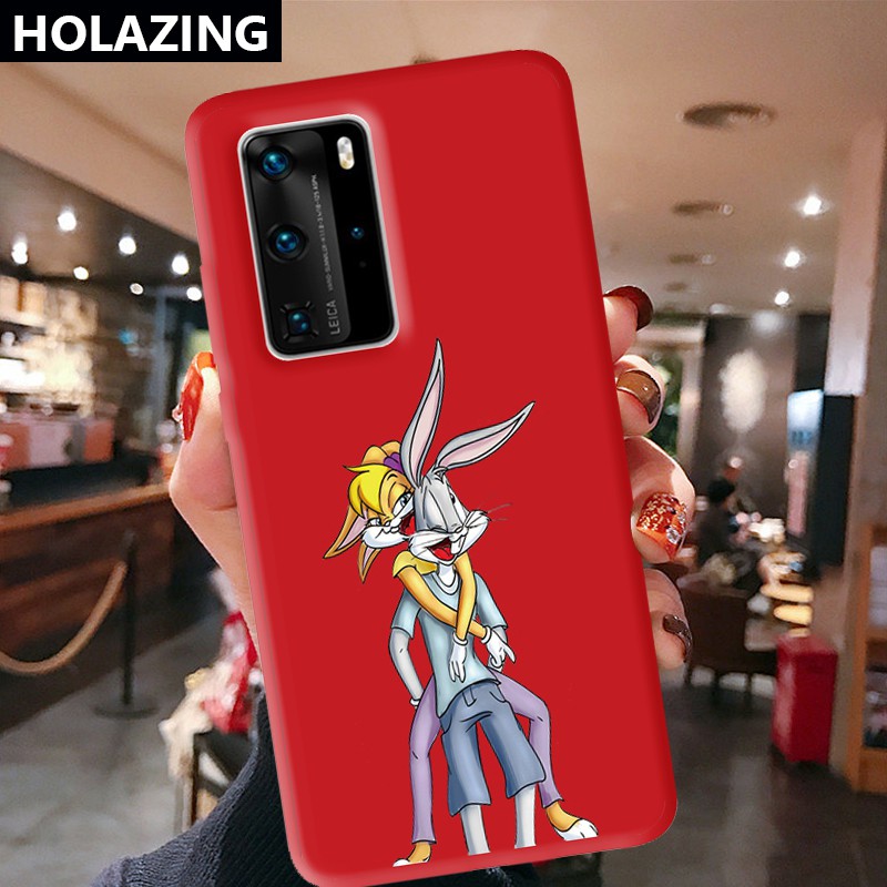 Huawei P40 Pro + P40 Lite P30 Pro P20 Lite Candy Color Phone Cases vỏ điện thoại Bugs Bunny Couple Soft Silicone Cover