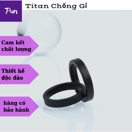 Nhẫn trơn nam nữ đen titan Unisex PUN thép không rỉ - Nhẫn Nam Phong Cách Hàn Quốc - Nhẫn Less Ring