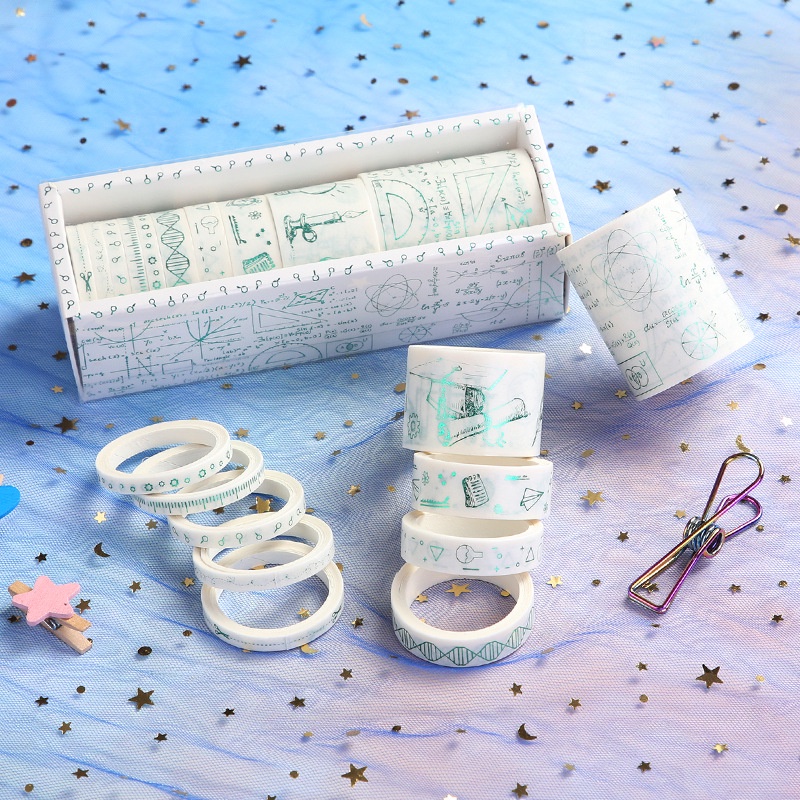 Washi tape cute trang trí sổ, băng dính trang trí sổ họa tiết ánh Metalic ĐỘC, LẠ