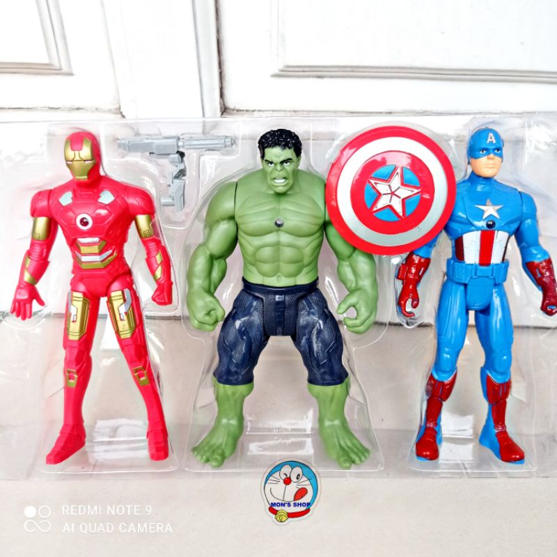 Hộp 3 nhân vật siêu anh hùng Avengers có sẵn pin, phát sáng