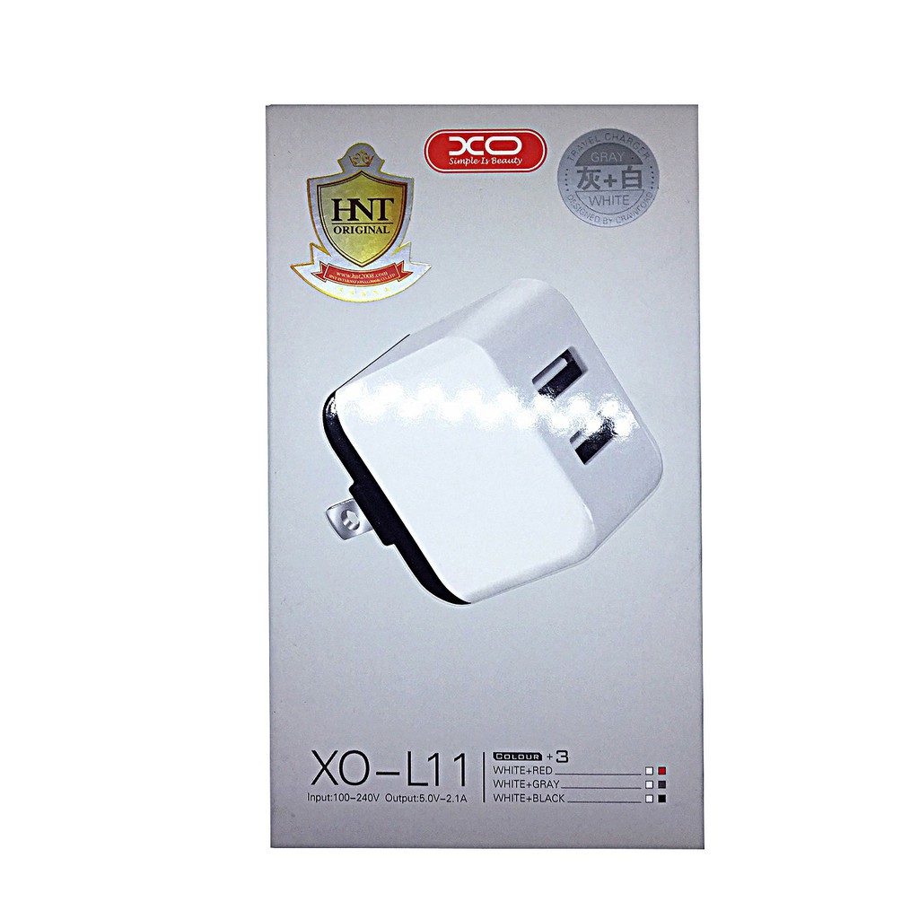 Củ sạc điện thoại 2A - 2 cổng USB chính hãng XO L11 cho iPhone ipad ip 5 6 7 8 plus x xs max 11 12 pro samsung oppo