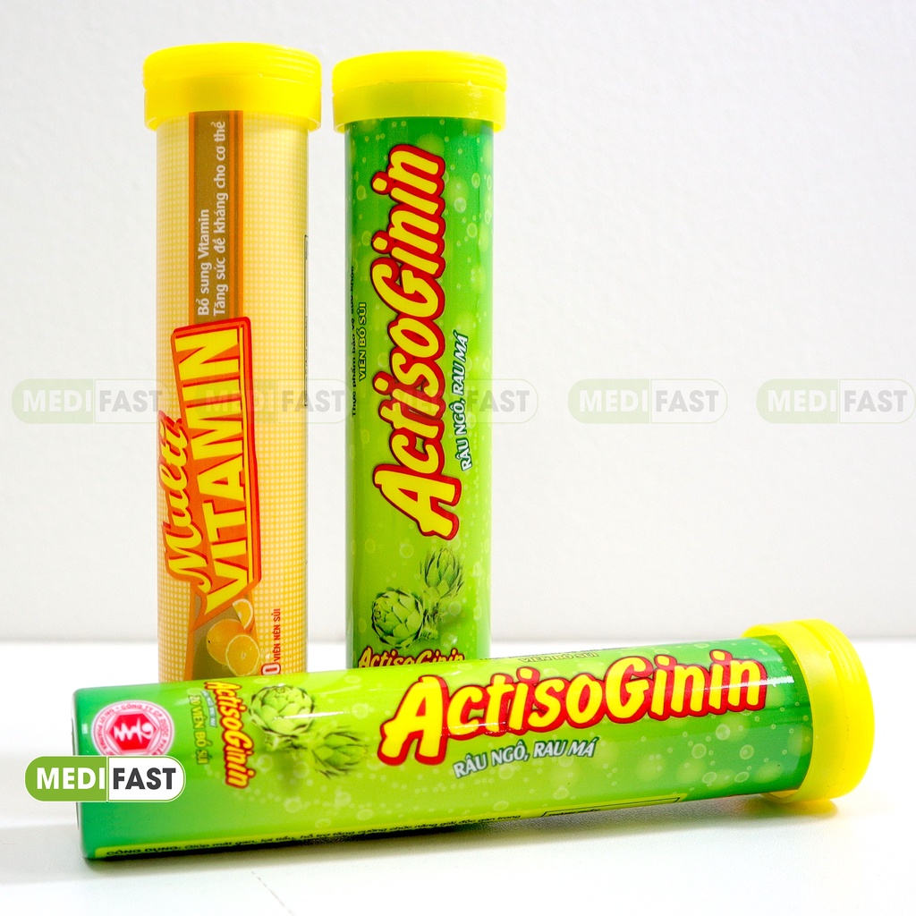 Viên sủi vitamin C, tăng sức đề kháng, giảm mệt mỏi, mát gan, lợi tiểu Đ.Y hương cam, actiso - Tuýp 20 viên