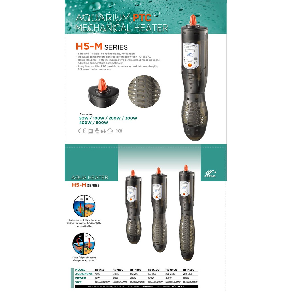 (Hàng cao cấp) Sưởi bể cá chống cháy nổ Periha dòng cao cấp H5-M50, H5-M100, H5-M200, H5-M300, H5-M500