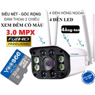 Camera IP Yoosee ngoài trời 4 Râu 3.0 Mpx XEM ĐÊM CÓ MÀU SIÊU NÉT