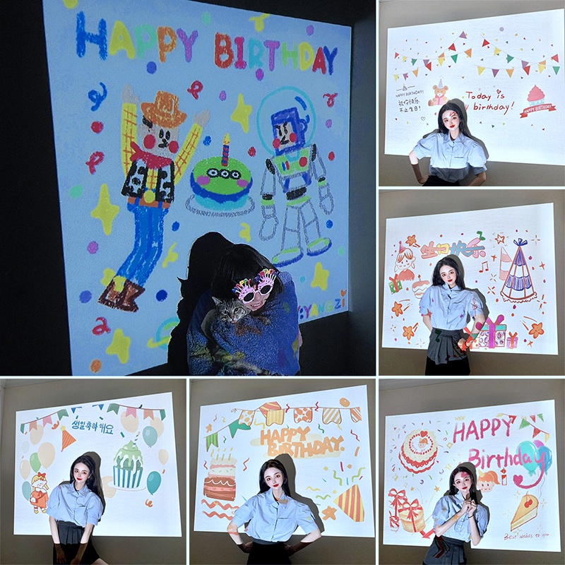 Đèn chiếu hình chữ Happy Birthday dùng trang trí tiệc