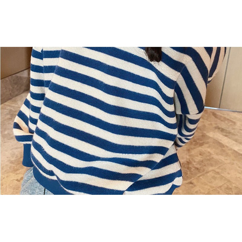 Áo nỉ cho bé - Áo nỉ da cá phong cách Unisex kẻ xanh hình Mickey cực xinh cho bé