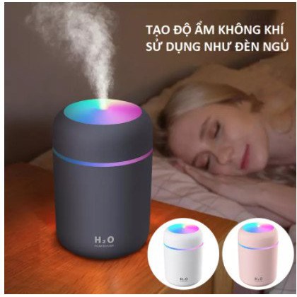 Máy Xông Tinh Dầu tạo độ ẩm không khíkhuếch tán tinh dầu -dầu thơm có đèn LED màu cầu vồng H2O+