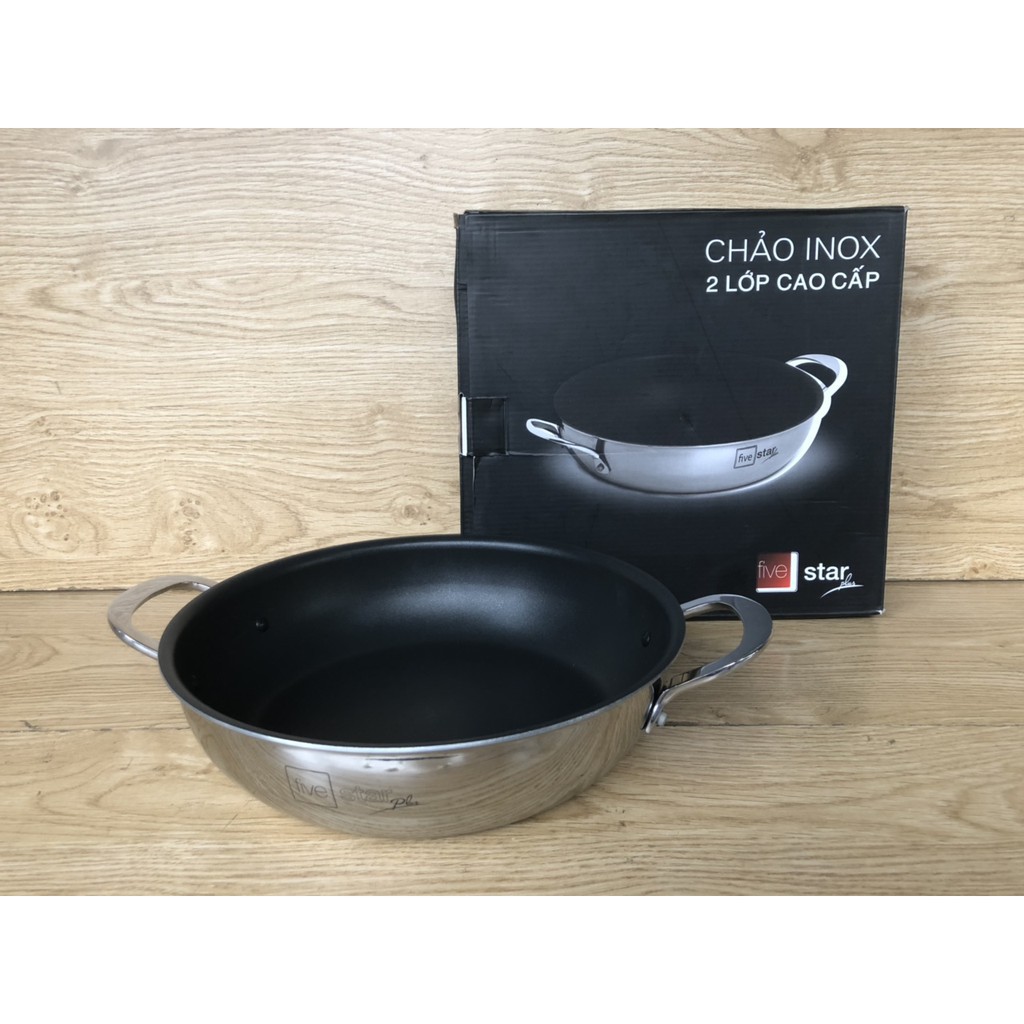 Chảo chống dính 2 lớp inox 430 FiveStar Standard 2 quai bếp từ ( 18cm / 22cm / 26cm )