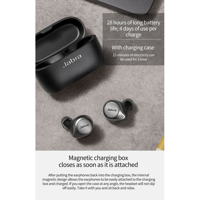 Tai Nghe Jabra Elite Không Dây Thể Thao TWS Bluetooth 5.0