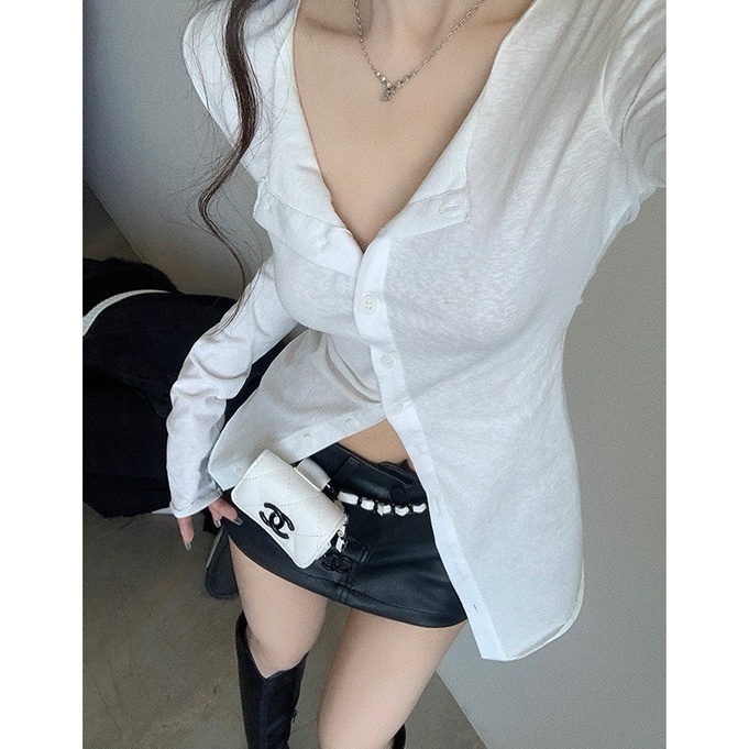Áo Thun cardigan Mỏng Tay Dài Ôm Eo Thoáng Khí Chống Nắng Dễ Phối Đồ Cho Nữ