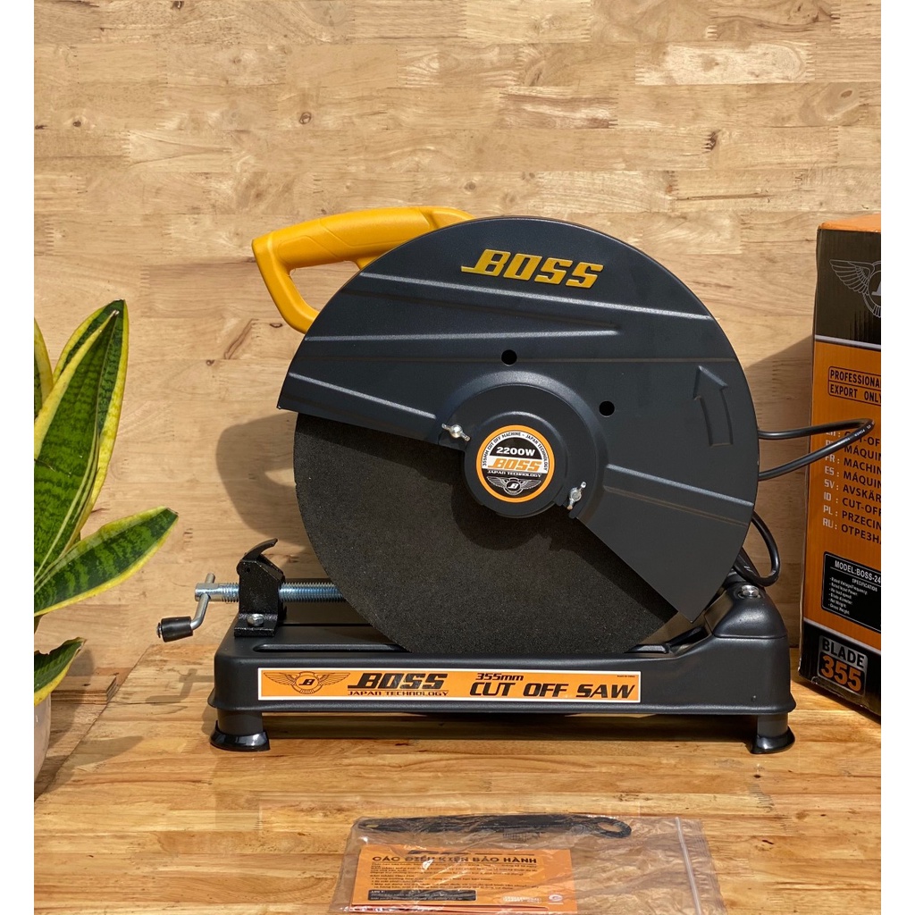 MÁY CẮT SẮT BÀN BOSS 355MM 2400CW  CHÍNH HÃNG TẶNG ĐÁ CẮT BH 6 THÁNG