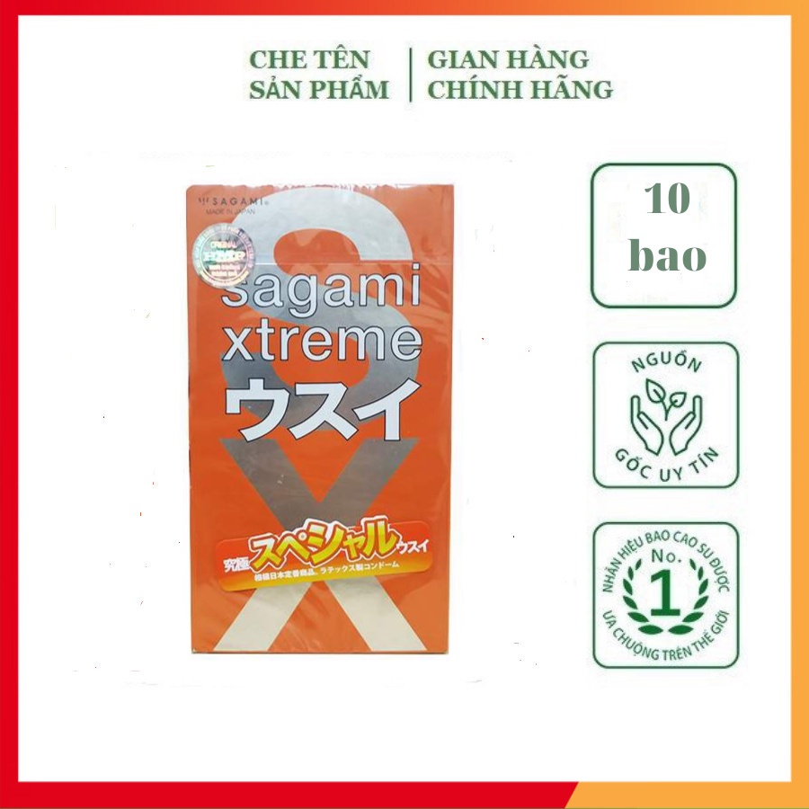 Combo 2 hộp bao cao su SAGAMI Đỏ Nâu cao cấp, siêu mỏng, siêu bôi trơn, che tên sản phẩm khi giao hàng